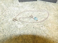 Vintage Blue Stone Silver Tone Necklace w/ Case