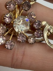 Vintage Earrings Clip On Climber Purple Spray Signed Coro