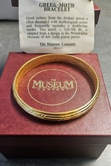 Museum Company Greek Motif Bracelet Gold Plated Pewter With Box And Description