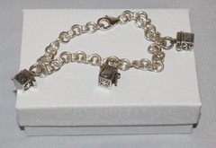 Vintage Sterling Silver Triple Prayer Box Charm Bracelet 7 inches 15 grams
