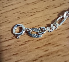 Vtg 925 Italy Sterling Silver 2.5mm Figaro Chain ID Band Heart 6″ Bracelet