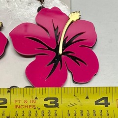Hawaii Giant Hibiscus Pink Flower Earrings Femme De Bloom Large Acrylic Vintage