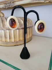 Vtg. Rare Gorgeous Yves Saint Laurent FAUX AMBER Clip-On earrings Mint