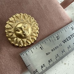 Vintage Gold Tone 1990’s Celestial Sun Face Pierced Earrings