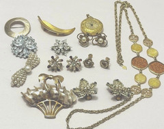 VTG Jewelry Lot MCM Fashion Mixed Brooch Necklace Earrings 1960’s 1970’s 1950’s