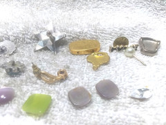 Lot of 17 Earrings Pins Crystals Rhinestones Buckle Parts For Parts Repair Use
