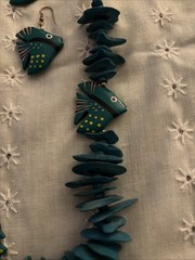 Vintage Retro angel Fish, Necklace 24” & matching Pierced Earrings
