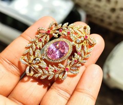 2.90Ct Oval Cut Lab Created Sapphire Art Deco Brooch Pin 14K Yellow Gold Plated