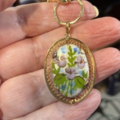 Vintage 12k Gold Filled Pocket Watch Chain FOB, Swivel Dog Clip, Guilloche Iris
