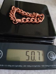 Vintage Solid Copper Bracelet 8″ Cuban Curb Link Weighty 50 Grams Hallmarked