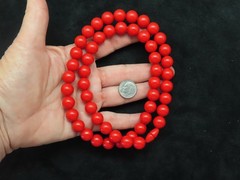 Vintage 1980’s Red Lucite Bead Necklace 10MM