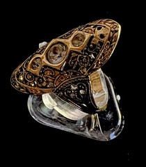 Beautiful 14K Gold Plated & Filigree W/Three Rhinestones (Many Sizes Available)