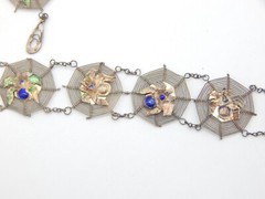 VTG 1940s Asian Silver Spiders on Spider Webs Necklace and Bracelet Set (CF110)