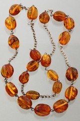 ANTIQUE Vintage Genuine INSECTS Beads BALTIC AMBER Chain Necklace 71g 260312-2