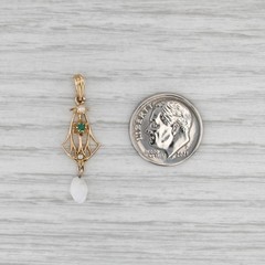 Vintage Lavalier Imitation Pearl Glass Pendant 10k Yellow Gold
