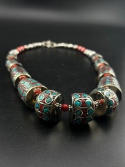 Beautiful Tibetan Nepalese Tube Vintage Turquoise Coral Handmade Necklace