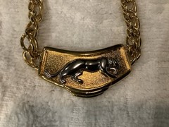 Jackie Collin’s VTG 80’s Panther Gold Plated Two Tone Chain Link Necklace