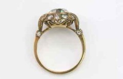 Vintage Art Deco Style Old European Lab Created Diamond Wedding 14K Gold FN Ring