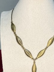 Vintage Style Brass Y-Necklace – Marquise Link Drop Statement Jewelry Gold Tone