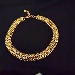 Vintage Givenchy Triple Row Goldtone Curb Link 16″ -18″ Heavy Chain