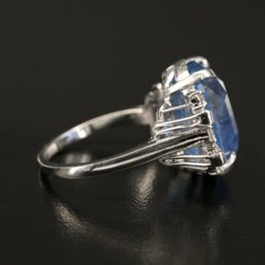 Platinum Natural Unheated 14.24 tcw Sapphire & Diamond Ring, GIA Report