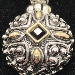 Vintage Renaissance Revival 2-Tone Black Onyx Cubic Zirconia Pendant