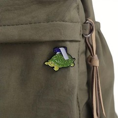 Funny Cartoon Turtle With Gun Metal Brooch Pin Backpack Purses Clothing Lapel