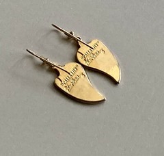 Vintage Laurel Burch Earrings CALLA LILY Flower 1.75” Gold Multi Color Ladies 8g