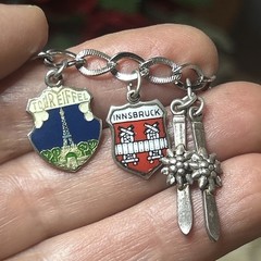 57. Vintage Silver 950 925 800 Mix 13 Dangle Charm Bracelet 7″, 22.8g