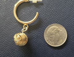 Vintage Gold Tone Wire Wrapped Love Knot Hoop Earrings Dangle Drop