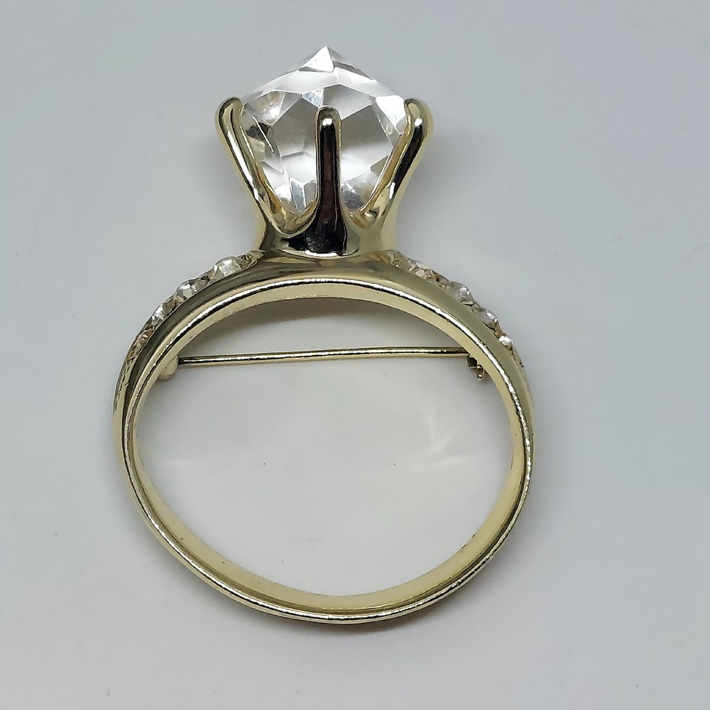 Vintage AJC Faux Diamond & Rhinestone Ring Brooch
