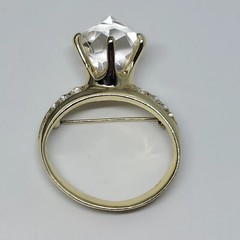 Vintage AJC Faux Diamond & Rhinestone Ring Brooch