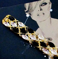 Vtg Runway Rare NAPIER “Black Tie” Swarovski Marquise Crystal Bracelet Book Pc