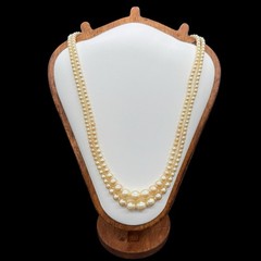 Vtg Double Strand Graduated Faux Pearl Necklace Fancy Box Clasp 21” Cottagecore