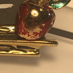 Brooch Pin I LOVE TO TEACH Metal Chalkboard W/ Apple Marked TONA Vintage