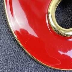 Vintage Monet Necklace Statement Deep Red Enamel GoldTone 24.5″ SEE DESCRIPTION