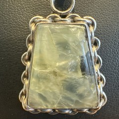Vintage Semi Translucent Natural Prehnite Pendant 925 Sterling Silver