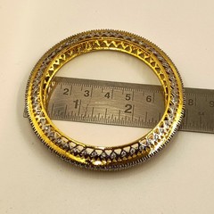 South Indian Style CZ Bangle Set, 22K Gold Plated, Elegant Handmade Bridal Set