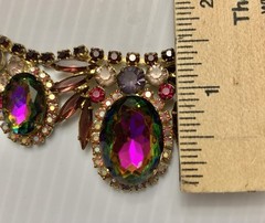 Vtg 1960’s Juliana D & E Watermelon Heliotope Rhinestone Necklace 15″