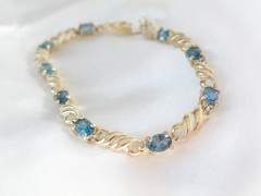 Sterling Silver 925 Natural Heated London Blue Topaz Tennis Bracelet 8″