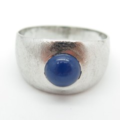 925 Sterling Silver Antique Art Deco Lab-Created Star Sapphire Ring Size 11.25