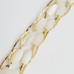 Choker Polished Rice Pearl Gold Tone Braided Chain Pearl Necklace Korea 16 Inch