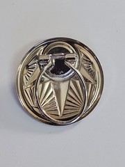Vintage Silvertone Metal Dress Scarf Clip Slide Jewelry 1.5 in. w/ Faux Pearl C4