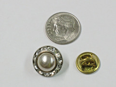Diamond Rhinestone and Faux Pearl Lapel Brooch Pin