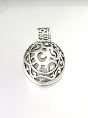 Estate Vintage 925 Sterling Silver Open Work Scroll Design Slide Pendant