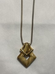 Vintage 1960’s Trifari Signed Gold Plated Lucite Pendant Necklace