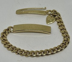 Vintage Speidel ID Bracelet Heart Charm Engraved “To A Terrific Teacher” 6.75″