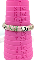 Vintage Cloisonne Panda Hinged Bracelet Pink Enamel Bamboo Gold Tone Bangle