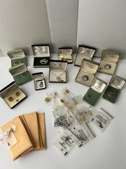 Vintage Anson Karatclad LOT Silver And Gold Tone Necklace Earrings Loose Stones