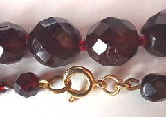 Vintage Graduated Dark Burgundy or Garnet-colored Faceted Glass Bead Necklace